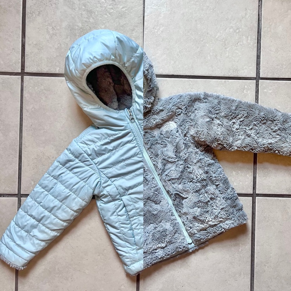 The North Face Mossbud Swirl Reversible Insulated Girls Hooded Jacket 2T